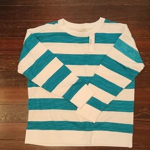 NWT JCrew Green Striped Vintage Fleece Top